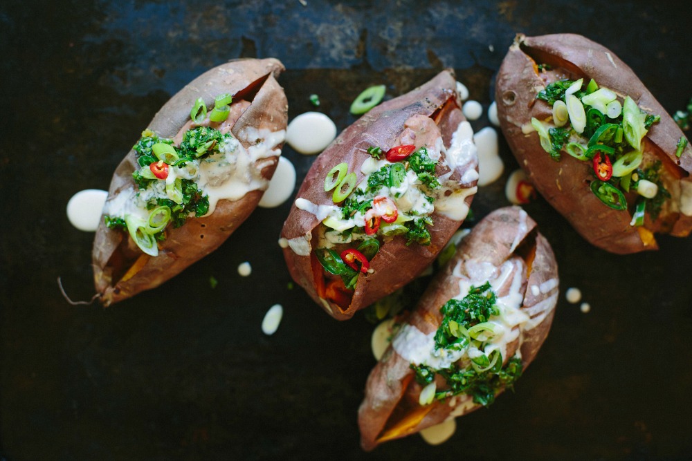 Chipotle, Bean + Lime Stuffed Sweet Potatoes with Herb Salsa | My Darling Lemon Thyme